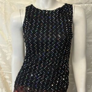Vintage Formula X Black Sheath Tank Top with Silver Shimmer